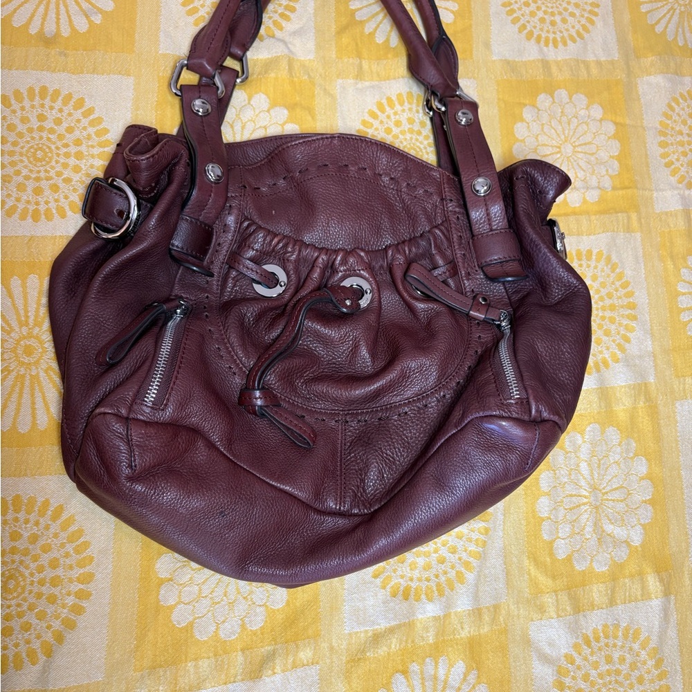 B. Makowsky genuine leather drawstring satchel / shoulder bag - Picture 2 of 7